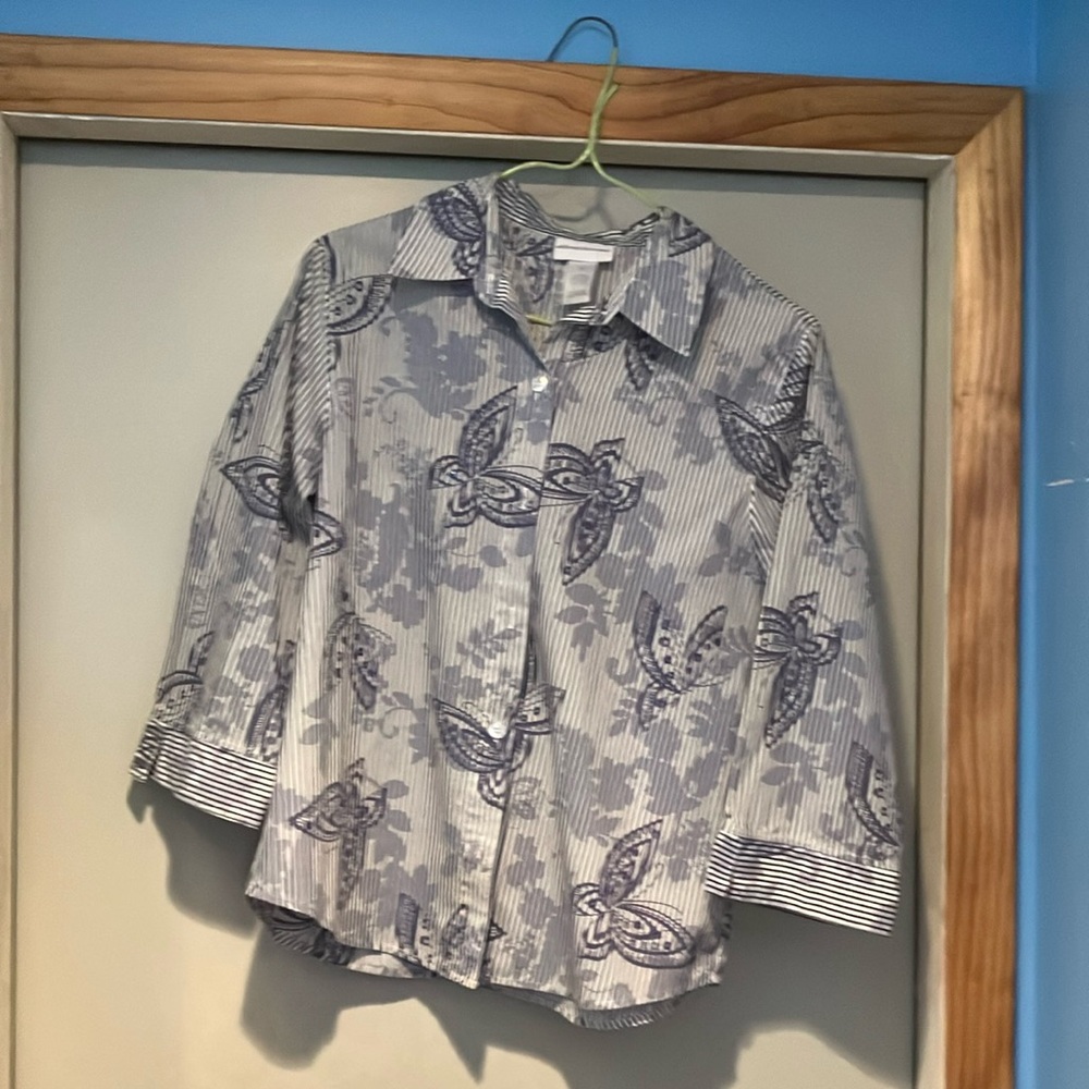 Alfred Dunner Blue and White Blouse